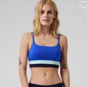 Athleta Size M A-C Cerulean Blue Coastline Bikini Swimsuit Top
